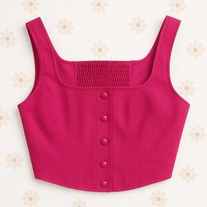 WAYF - Pink Smocked Crop Tank Top